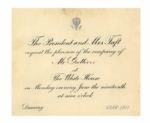 President Taft Invitation to 1911 Taft Wedding Anniversary Party at White House -- Social Highlight of Taft Administration