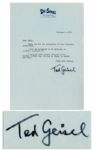 Dr. Seuss Letter Signed -- ...Thank you for the prospectus of your autumnal activities... -- 1986