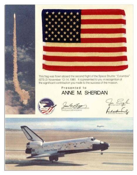 Flag Flown in Space Aboard Columbia on the STS-2 Mission in 1981