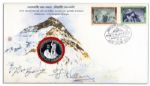 Edmund Hillary & Tenzing Norgay Signed Cover -- With a Commemorative Medallion of the First Men to Reach Mt. Everests Summit