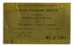 Original Ticket for the JFK Texas Welcome Dinner -- Scheduled the Night of His Assassination