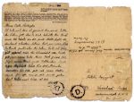 1944 Autograph Letter Signed From Sachsenhausen Concentration Camp -- Written in German by a Prisoner Named Kasic Roman -- ...Only the longing for you gave me no rest...Kisses...