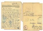 1944 Autograph Letter Signed From a Sachsenhausen Concentration Camp Prisoner -- ...I am very thankful...