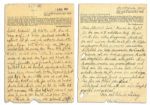 1943 Autograph Letter Signed by a Prisoner in Sachsenhausen Concentration Camp -- ...Thankfully I have received the parcel. In it there was marmalade, sugar, dough...bread and apples...