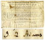 John Quincy Adams 1826 Land Grant Signed as President