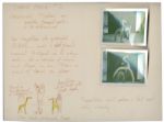 Jim Henson Early Muppets Character Sketch -- Depicting Notes for a Muppets Dance Number for a Very Early Television Debut -- Includes Two Polaroids of Henson Posing With the Puppets