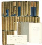 Mark Twain Twice-Signed 35-Volume Set of His Complete Works -- Signed Both Mark Twain And SL Clemens
