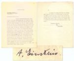 Albert Einstein Letter Signed Mentioning Quantum Theory Physics -- ...fundamentally opposed to modern science...a mystical view...is being publicized in the popular scientific literature...