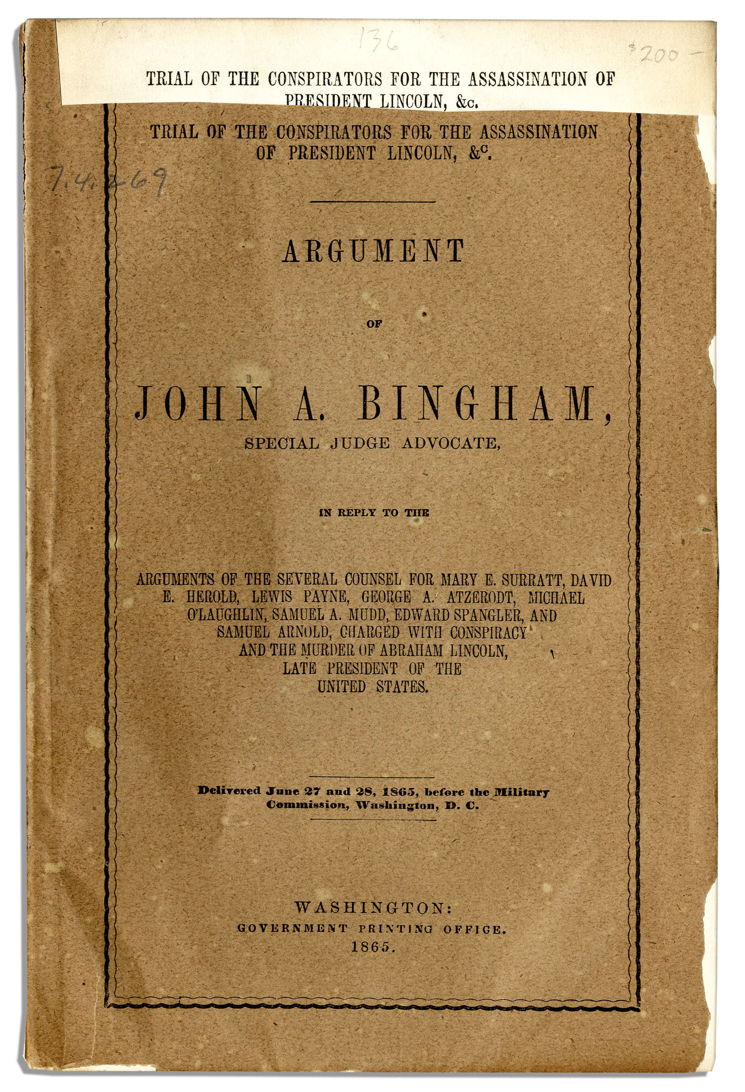 Abraham Lincoln Assassination Trials of the Conspirators Proceedings Transcripts 