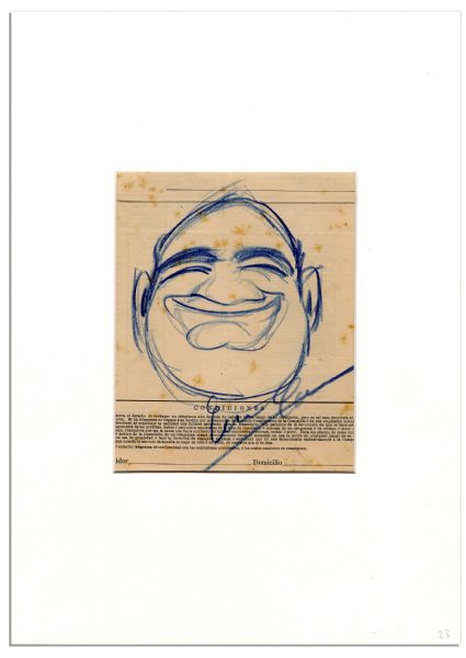 Enrico Caruso Signed Self-Portrait Sketch