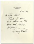Scarce Jimmy Carter Autograph Letter Signed as President Upon White House Stationery -- ...good advice on the space and energy programs...