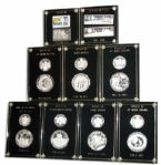 14 Silver Medals Commemorating Each of the Apollo Manned Lunar Landing Missions -- Complete Set