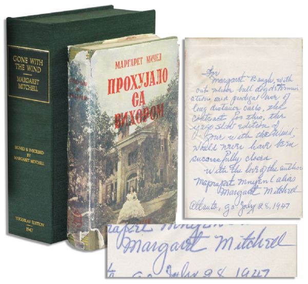 Margaret Mitchell Signed Yugoslavian Edition of ''Gone With The Wind'' -- Full-Page Autograph Inscription to Her Secretary