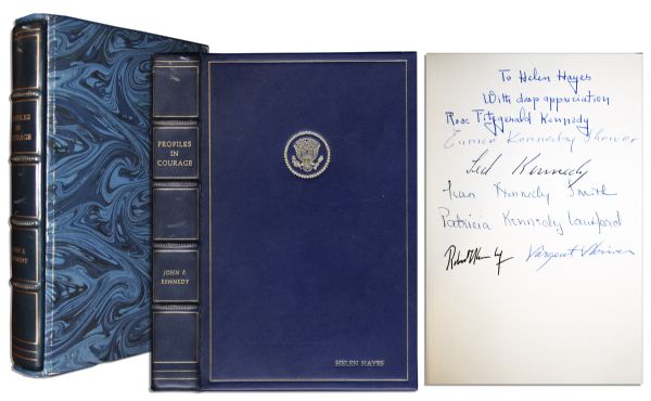 Memorial Edition of JFK's ''Profiles in Courage'' Signed by Robert Kennedy, Ted Kennedy & 5 More of the Kennedy Clan -- Dedicated to Legendary Actress Helen Hayes