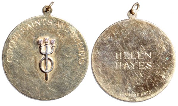 Helen Hayes' Medal From the ''Circus Saints and Sinners'' Organization -- Made of 14K Gold & Diamonds