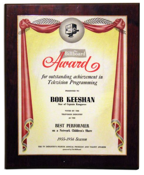 Captain Kangaroo Billboard Award -- Bestowed Upon Bob Keeshan as Best Performer During His Show's Very First Year -- 1955-56