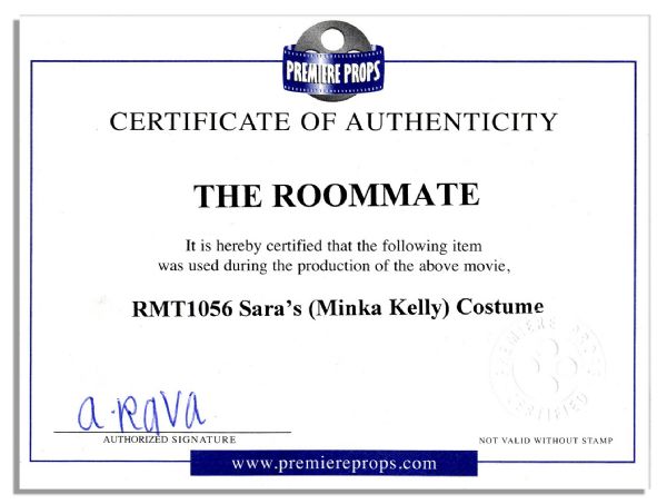 Wardrobe Ensemble From the Production of ''The Roommate'' -- Procured For Minka Kelly's Stunt Double as Protagonist Sara Matthews