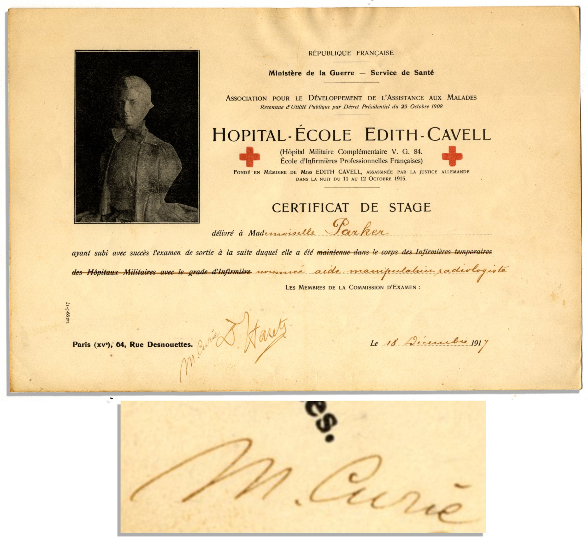 Marie Curie Autograph
