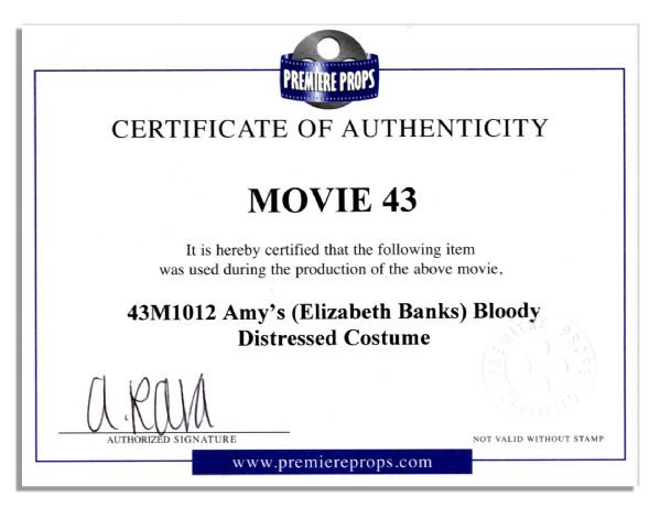 Elizabeth Banks' ''Bloodied'' Wardrobe From the Memorable ''Beezel'' Scene in ''Movie 43''