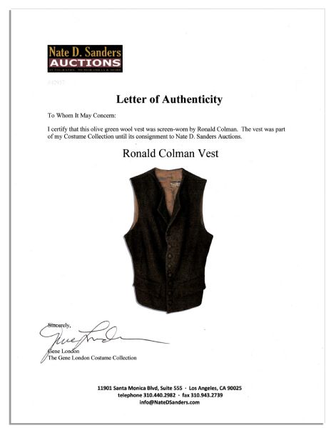 Ronald Colman Screen-Worn Vest