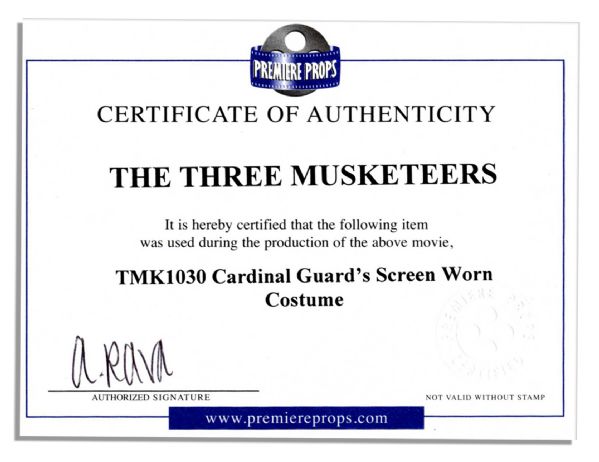 Striking ''Three Musketeers'' Screen-Worn Cardinal Guard Costume
