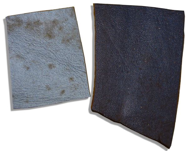 JFK Assassination Collection Featuring Two Pieces of Bloodstained Leather From The Dallas Limousine -- Provenance From White House Official Who Removed Them
