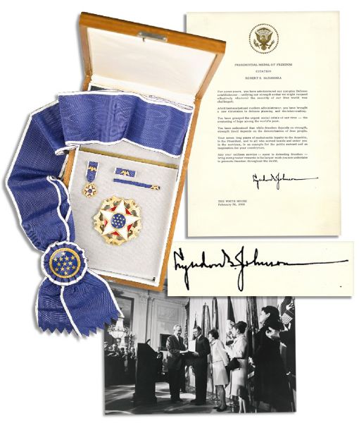 Presidential Medal of Freedom With Distinction Awarded to Robert McNamara -- Secretary of Defense for Both Presidents Kennedy & Johnson