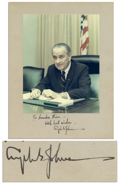 President Lyndon Johnson Signed 11'' x 14'' Photo Display