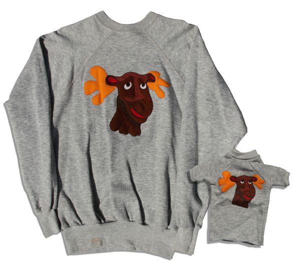 Captain Kangaroo Moose Sweater Lot From Bob Keeshan's Personal Collection -- Mister Moose Sweatshirt & Mini Sweatshirt