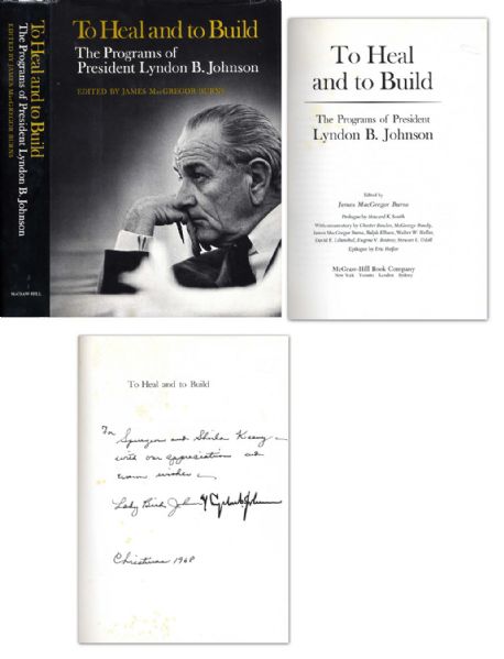 President Lyndon Johnson and Lady Bird Johnson Signed First Edition of ''To Heal And To Build'' -- With Personal Inscription From Christmas of 1968