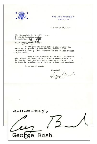 Vice President George H.W. Bush Typed Letter Signed From 1981
