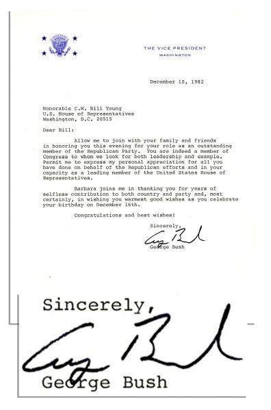 Vice President George H.W. Bush Typed Letter Signed -- ''...your role as an outstanding member of the Republican party...'' 