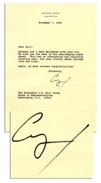 George H.W. Bush Typed Signed Letter as President in 1990 -- ''...This was an interesting and confusing election year...''
