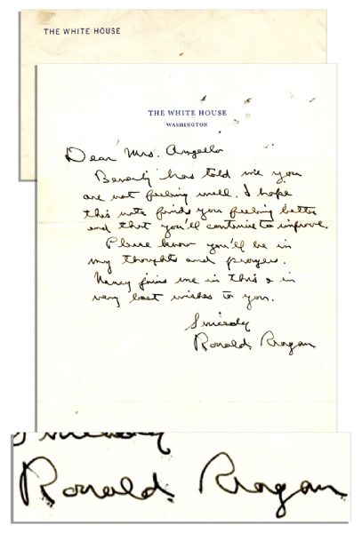 Ronald Reagan Autograph Letter Signed as President -- ''...Please know you'll be in my thoughts and prayers...''
