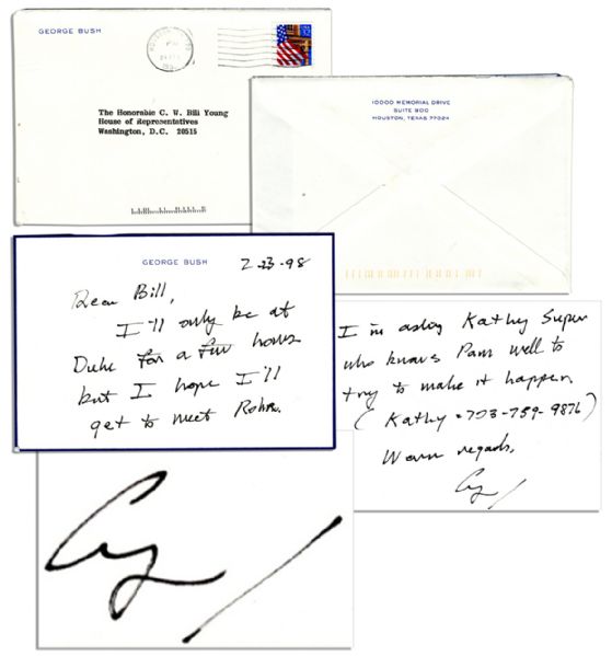 George H.W. Bush Autograph Letter Signed -- ''...I'll only be at Duke for a few hours...''