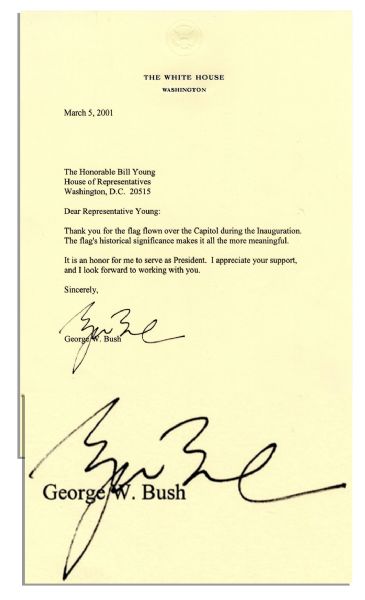 George W. Bush Typed Letter Signed as President -- March 2001 -- ''...It is an honor for me to serve as President...''