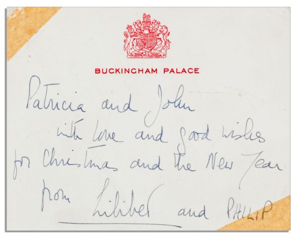 Queen Elizabeth II Autograph Note Signed With Nickname ''Lilibet'' on Buckingham Palace Card -- ''...With love and good wishes...''