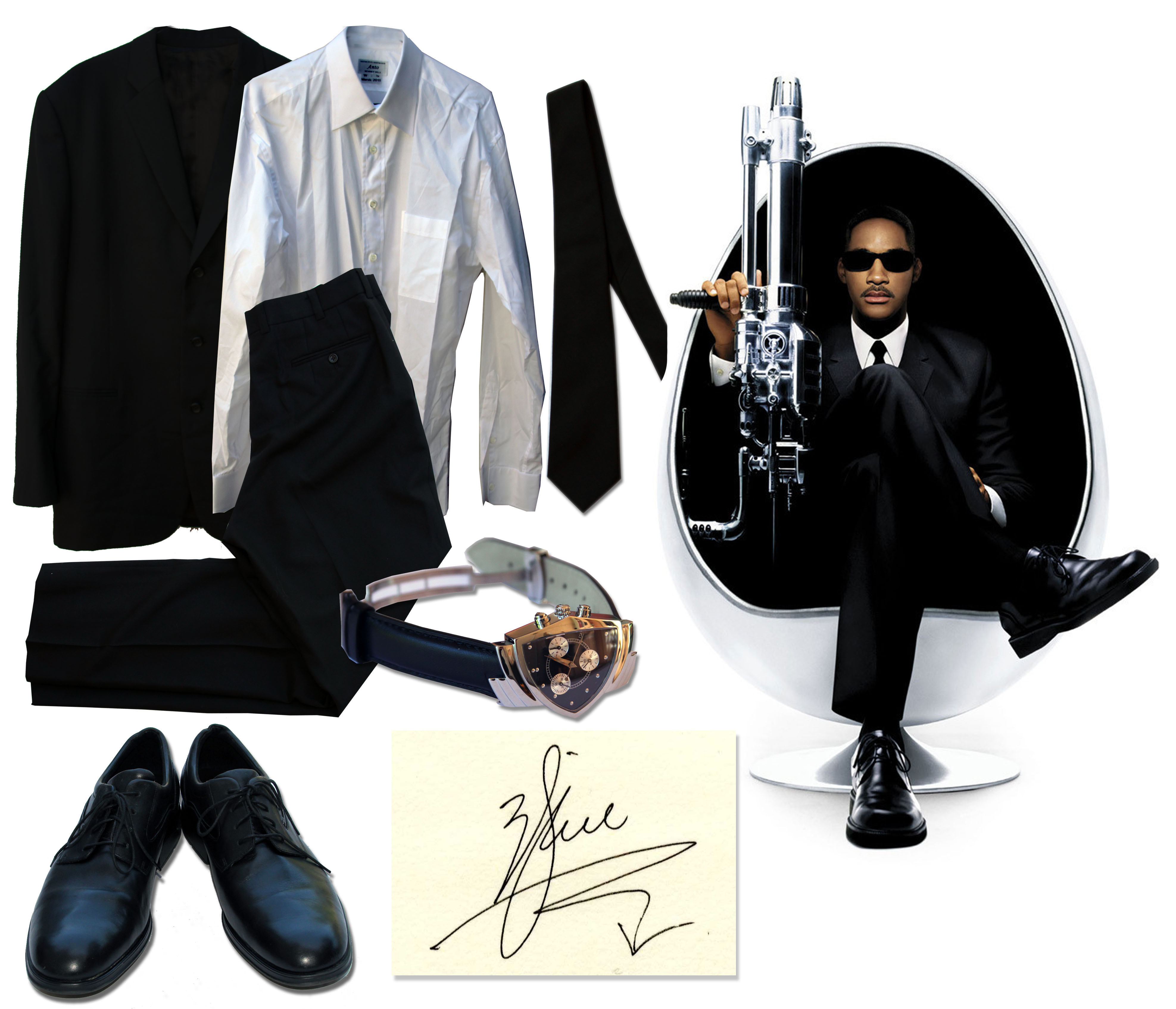 Men in Black costumes and Men in Black memorabilia Will Smith Screen-Worn Iconic Black Suit From ''Men In Black 3'' -- With LOA Signed by Will Smith