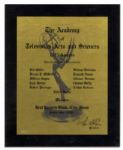 Early 1955 Emmy Award Plaque -- For Best Camera Work on a Live Show in 1955
