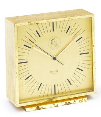 Legendary Entertainer Milton Berle Personally Owned Gold ''Friars Club of Beverly Hills'' Desk Clock -- The Popular Private Social Club He Founded
