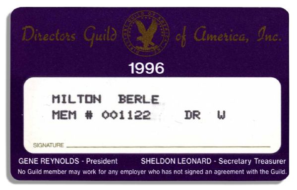 Milton Berle's Director's Guild of America Card
