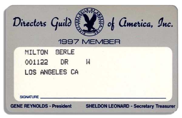 Milton Berle's Director's Guild of America Card