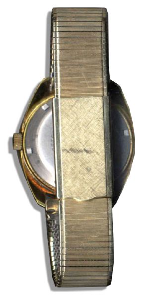 Elvis Presley's Personally Owned & Worn Gold Watch -- With ''ELVIS PRESLEY'' Engraved Around the Bezel