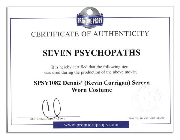 Wardrobe Worn On-Screen in ''Seven Psychopaths'' by Actor Kevin Corrigan
