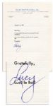 Lucille Ball Typed Letter Signed -- ...thank you for your beautiful pink carnations... -- Near Fine