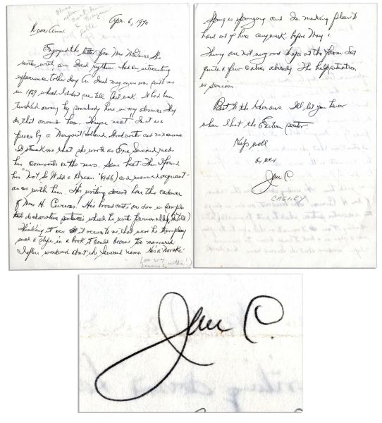 James Cagney 1970 Autograph Letter Signed