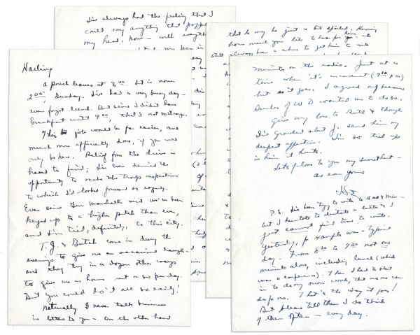 General Dwight Eisenhower WWII Autograph Letter Signed -- ''...Ever since Gen. Marshall's visit we've been keyed up to a higher pitch than ever...even the state of the weather is a secret!...''