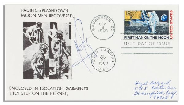 Neil Armstrong Signed Cover Celebrating the Apollo 11 Splashdown & Recovery by the U.S.S. Hornet