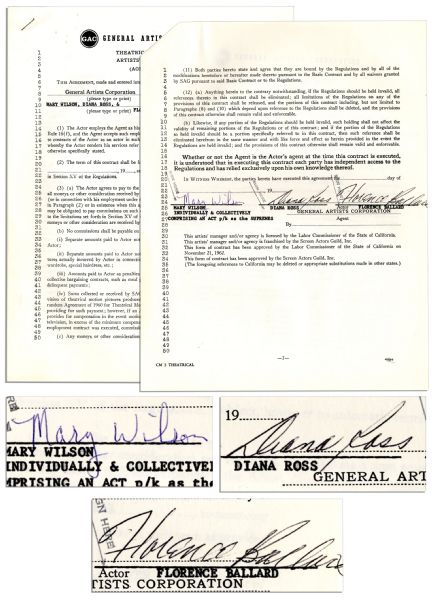 ''The Supremes'' 1960's Contract Signed by Diana Ross, Mary Wilson & Florence Ballard