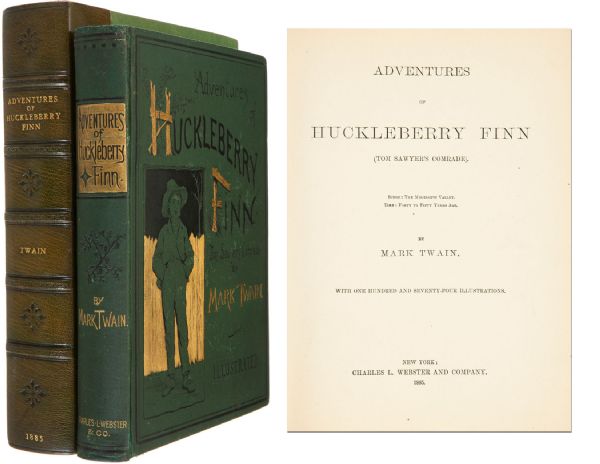 Handsome 1885 First Edition, First Printing of Mark Twain's Masterpiece, ''Adventures of Huckleberry Finn''